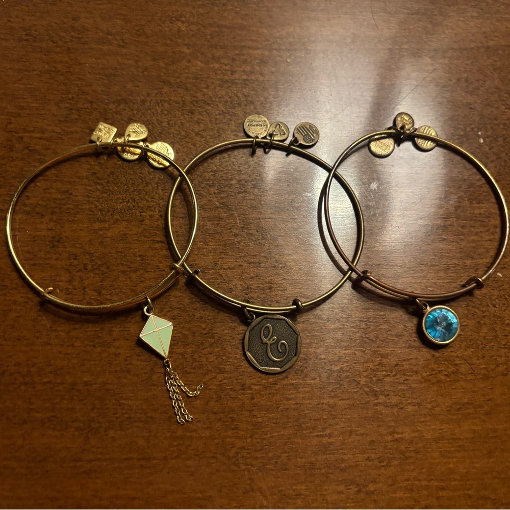 Alex and Ani gold bangles - set of 3